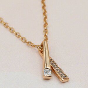 "Elegant Rose Gold Plated Necklace w/ CZ Pendant,  XPNL0159